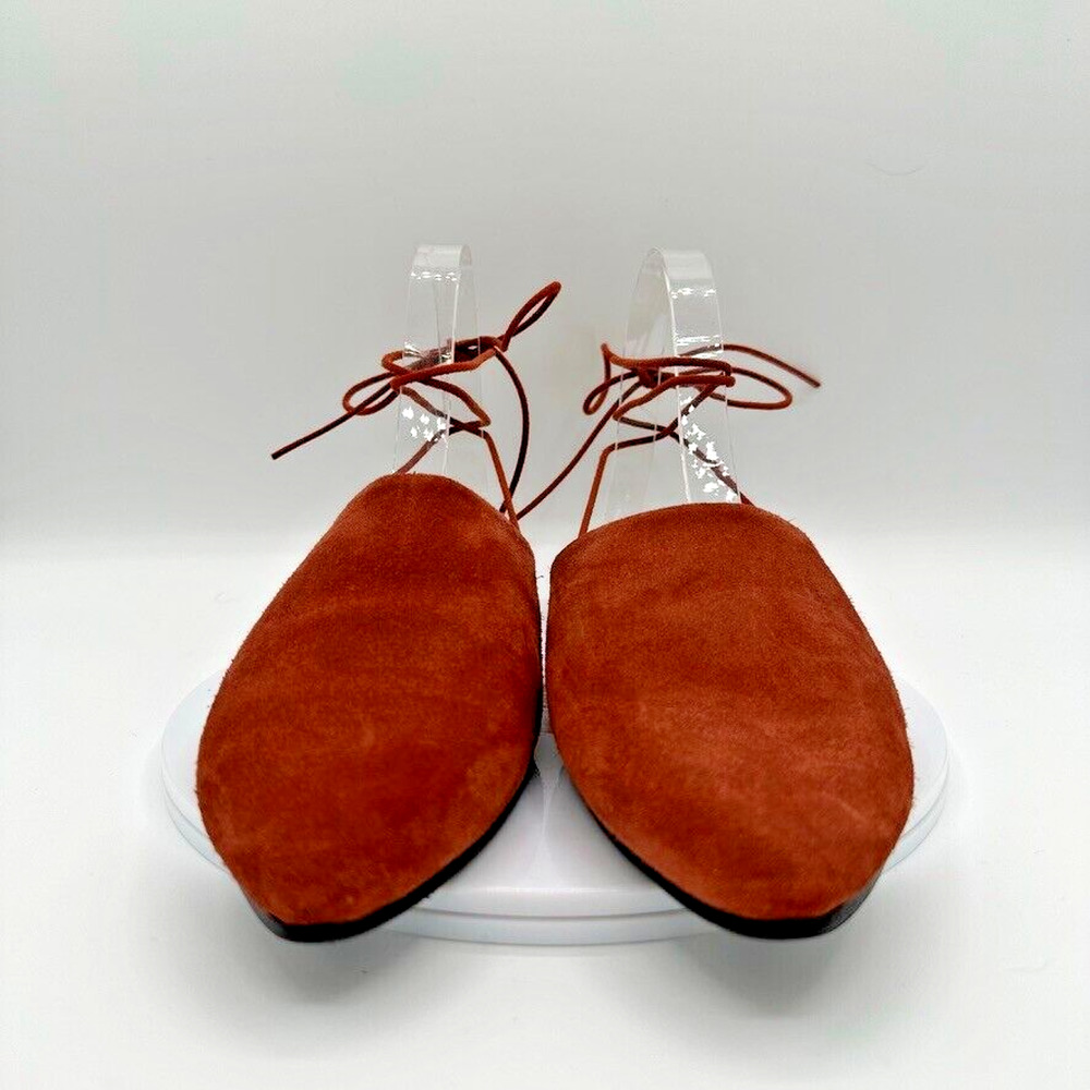 Closed Ankle Wrap Mules Womens Eur 38 Burnt Orange Suede Preppy City Sustainable - Picture 3 of 10